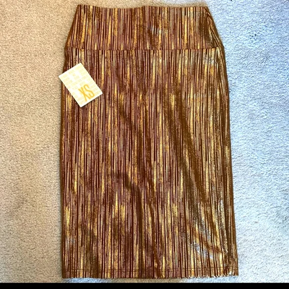 NWT LuLaRoe Gold Pencil Skirt - Picture 1 of 3